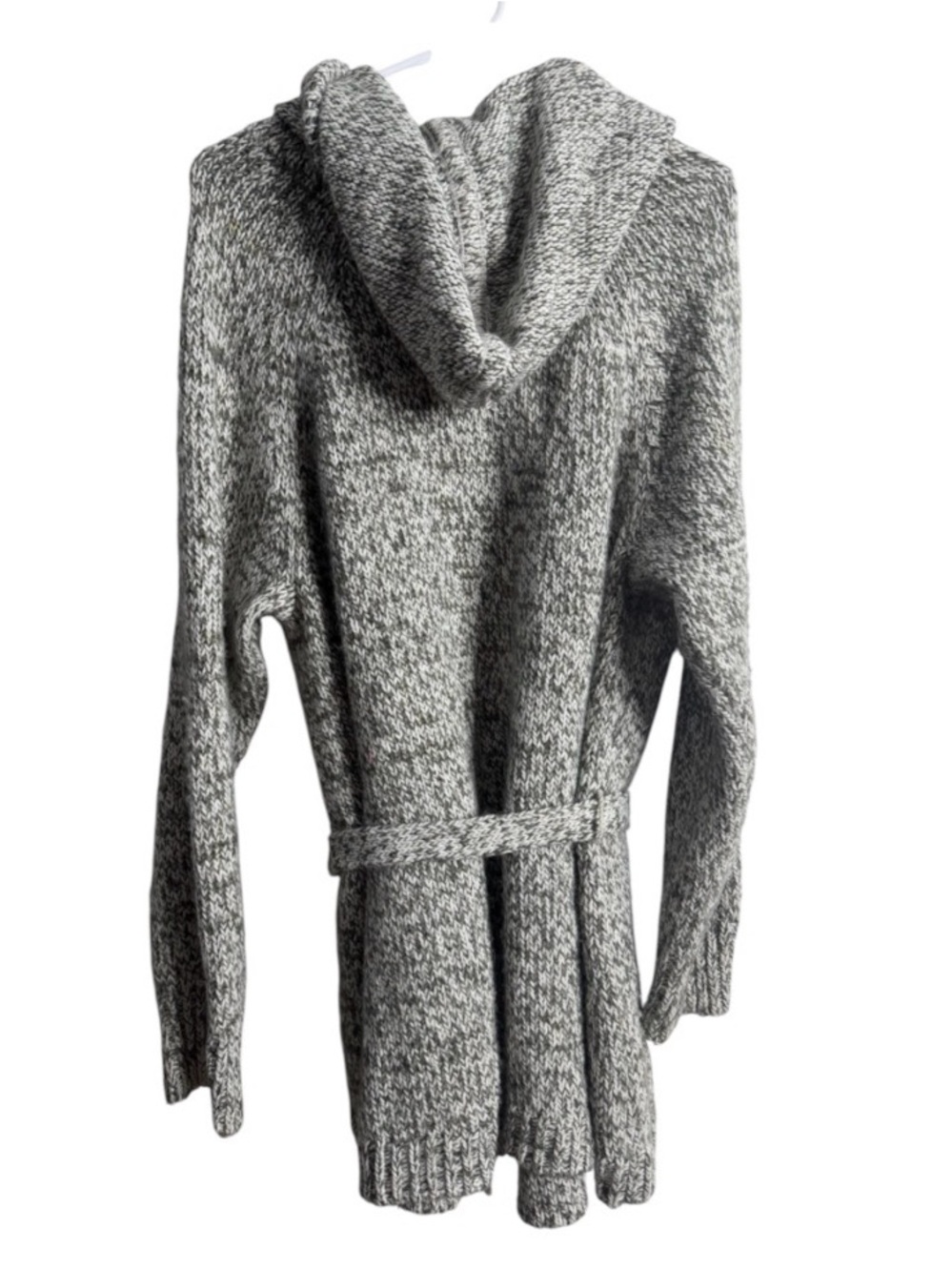 Lane Bryant Gray Marled Hooded Belted Wool Blend Sweater Plus Size Cozy Knit - Picture 3 of 6